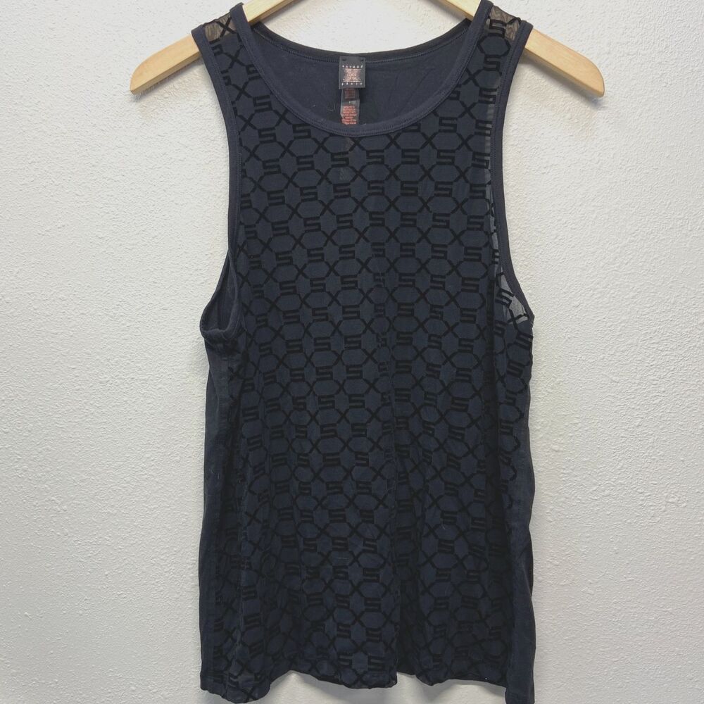 Savage Fenty Tank Top Womens S Black Mesh Front Nylon Blend Sleeveless